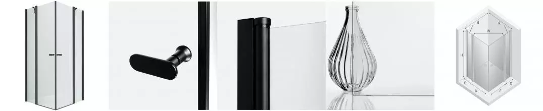 Душевой угол-ограждение «New Trendy» New Soleo 2D Black  110/110 прозрачный/чёрный матовый квадратный без поддона 