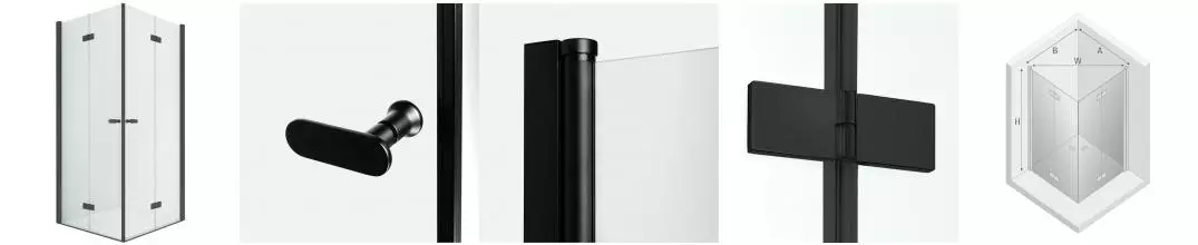 Душевой угол-ограждение «New Trendy» New Soleo 2D Black  70/70 прозрачный/чёрный матовый квадратный без поддона 