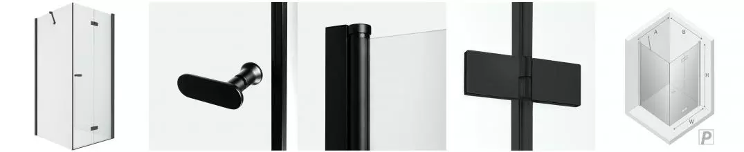 Душевой угол-ограждение «New Trendy» New Soleo Black 100/100 прозрачный/чёрный матовый квадратный без поддона правый 