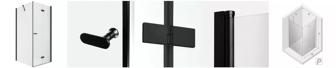 Душевой угол-ограждение «New Trendy» New Soleo Black 80/80 прозрачный/чёрный матовый квадратный без поддона правый 