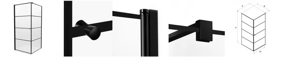 Душевой угол-ограждение «New Trendy» Superia Black 90/90 прозрачный/чёрный матовый квадратный без поддона левый Душевой угол-ограждение «New Trendy» Superia Black 90/90 прозрачный/чёрный матовый квадратный без поддона левый