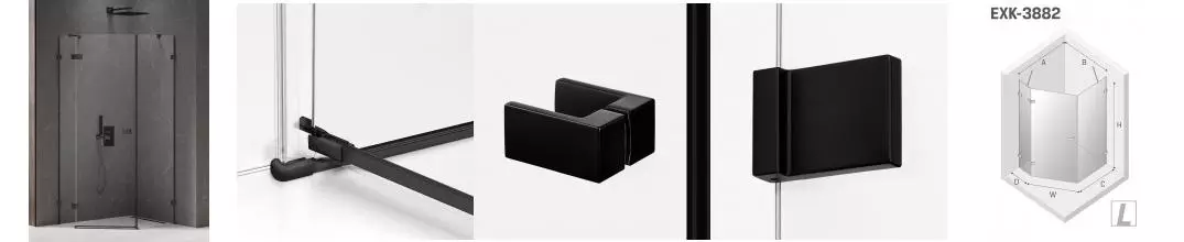 Душевой угол-ограждение «New Trendy» Avexa Black 100/80 прозрачный/чёрный матовый многоугольный без поддона левый 