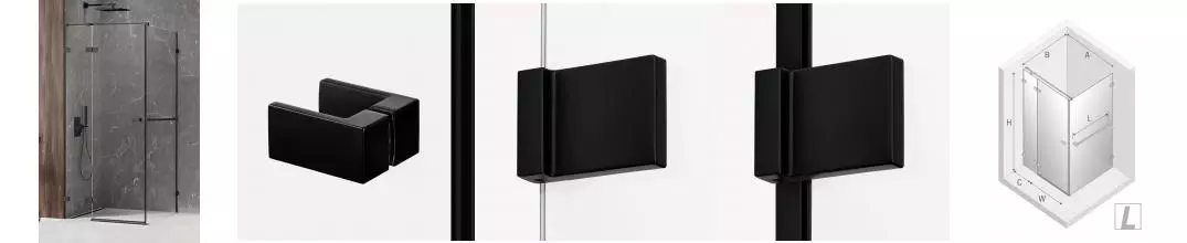 Душевой угол-ограждение «New Trendy» Avexa Black 110/110 прозрачный/чёрный матовый квадратный без поддона левый 