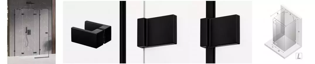 Душевой угол-ограждение «New Trendy» Avexa Black 120/80 прозрачный/чёрный матовый прямоугольный без поддона левый 