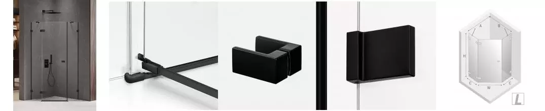 Душевой угол-ограждение «New Trendy» Avexa Black 90/90 прозрачный/чёрный матовый многоугольный без поддона левый Душевой угол-ограждение «New Trendy» Avexa Black 90/90 прозрачный/чёрный матовый многоугольный без поддона левый