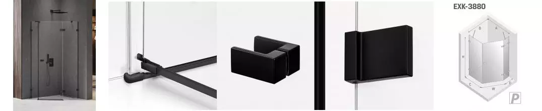 Душевой угол-ограждение «New Trendy» Avexa Black 100/80 прозрачный/чёрный матовый многоугольный без поддона правый 