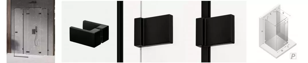 Душевой угол-ограждение «New Trendy» Avexa Black 110/90 прозрачный/чёрный матовый прямоугольный без поддона правый 