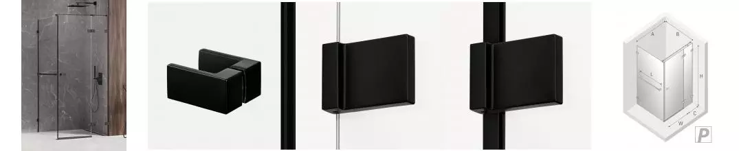 Душевой угол-ограждение «New Trendy» Avexa Black 120/80 прозрачный/чёрный матовый прямоугольный без поддона правый 