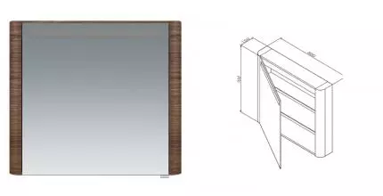 Зеркальный шкаф «Am.Pm» Sensation 80 с подсветкой орех левый