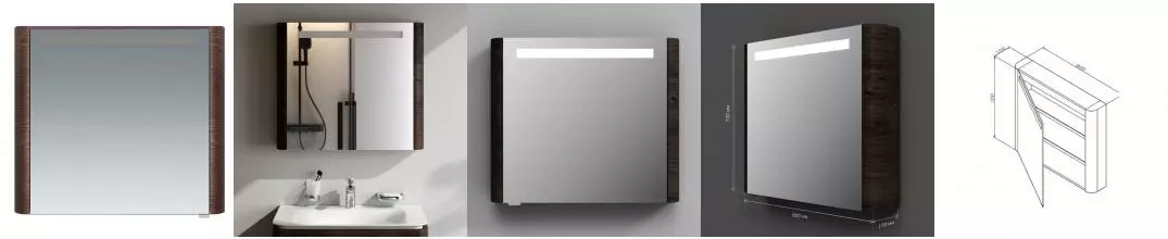 Зеркальный шкаф «Am.Pm» Sensation 80 с подсветкой табачный дуб левый