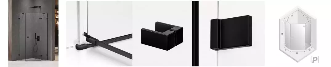 Душевой угол-ограждение «New Trendy» Avexa Black 90/90 прозрачный/чёрный матовый многоугольный без поддона правый Душевой угол-ограждение «New Trendy» Avexa Black 90/90 прозрачный/чёрный матовый многоугольный без поддона правый