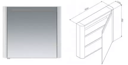 Зеркальный шкаф «Am.Pm» Sensation 80 с подсветкой белый правый