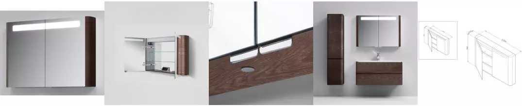 Зеркальный шкаф «Am.Pm» Sensation 100 с подсветкой табачный дуб