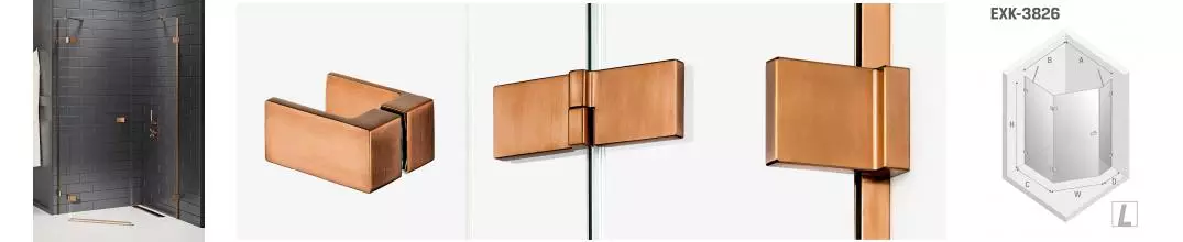 Душевой угол-ограждение «New Trendy» Avexa Copper Brushed 100/80 прозрачный/брашированная медь многоугольный без поддона левый 