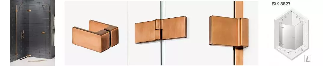 Душевой угол-ограждение «New Trendy» Avexa Copper Brushed 100/80 прозрачный/брашированная медь многоугольный без поддона левый 