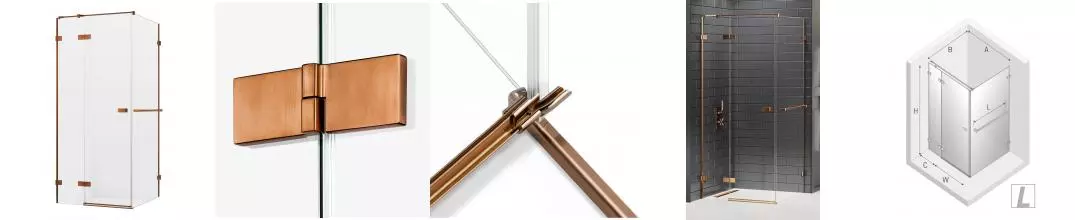 Душевой угол-ограждение «New Trendy» Avexa Copper Brushed 110/80 прозрачный/брашированная медь прямоугольный без поддона левый 