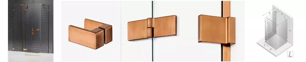 Душевой угол-ограждение «New Trendy» Avexa Copper Brushed 110/80 прозрачный/брашированная медь прямоугольный без поддона левый 