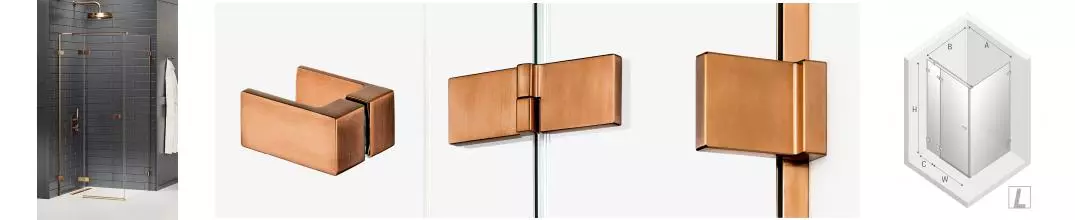 Душевой угол-ограждение «New Trendy» Avexa Copper Brushed 110/90 прозрачный/брашированная медь прямоугольный без поддона левый 