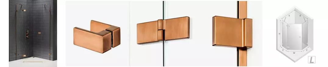 Душевой угол-ограждение «New Trendy» Avexa Copper Brushed 90/90 прозрачный/брашированная медь многоугольный без поддона левый Душевой угол-ограждение «New Trendy» Avexa Copper Brushed 90/90 прозрачный/брашированная медь многоугольный без поддона левый