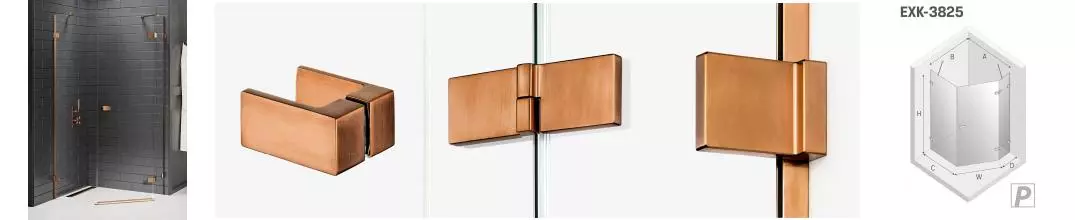 Душевой угол-ограждение «New Trendy» Avexa Copper Brushed 100/80 прозрачный/брашированная медь многоугольный без поддона правый 