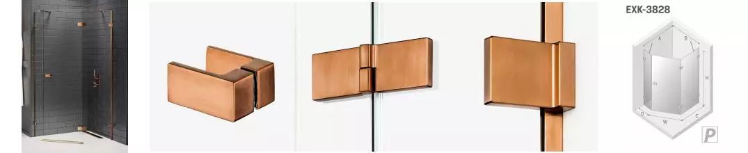 Душевой угол-ограждение «New Trendy» Avexa Copper Brushed 100/80 прозрачный/брашированная медь многоугольный без поддона правый 