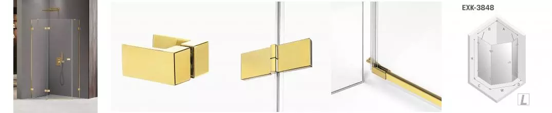 Душевой угол-ограждение «New Trendy» Avexa Gold Shine 100/80 прозрачный/золото многоугольный без поддона левый 