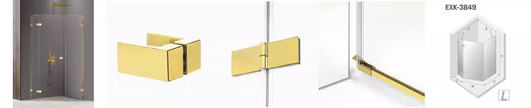 Душевой угол-ограждение «New Trendy» Avexa Gold Shine 100/80 прозрачный/золото многоугольный без поддона левый 