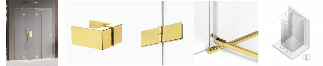 Душевой угол-ограждение «New Trendy» Avexa Gold Shine 120/120 прозрачный/золото квадратный без поддона левый 