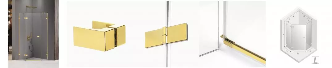 Душевой угол-ограждение «New Trendy» Avexa Gold Shine 90/90 прозрачный/золото многоугольный без поддона левый 