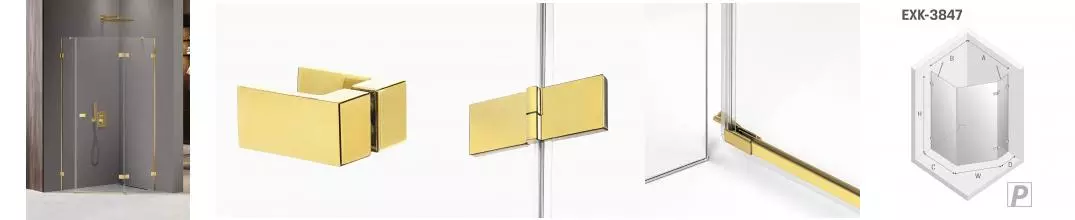 Душевой угол-ограждение «New Trendy» Avexa Gold Shine 100/80 прозрачный/золото многоугольный без поддона правый 