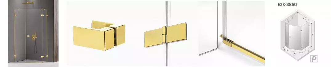 Душевой угол-ограждение «New Trendy» Avexa Gold Shine 100/80 прозрачный/золото многоугольный без поддона правый 