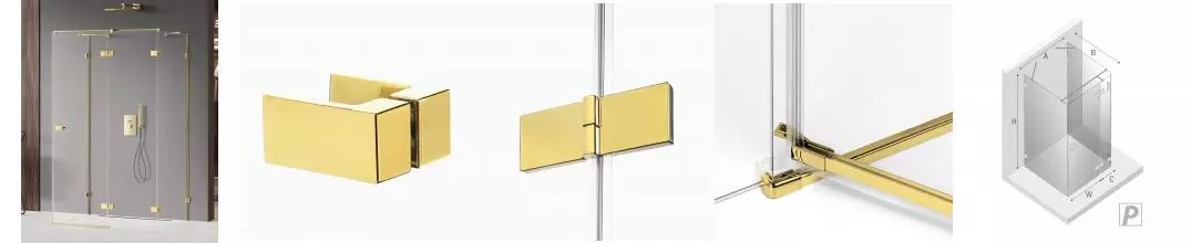 Душевой угол-ограждение «New Trendy» Avexa Gold Shine 120/80 прозрачный/золото прямоугольный без поддона правый 