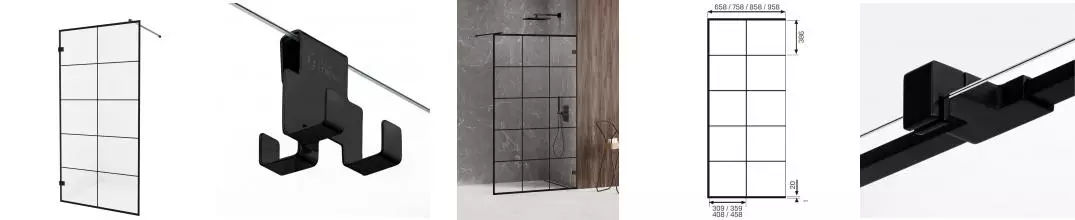 Душевая перегородка «New Trendy» Avexa Black Walk-in 100/200 прозрачная/чёрная матовая универсальная Душевая перегородка «New Trendy» Avexa Black Walk-in 100/200 прозрачная/чёрная матовая универсальная