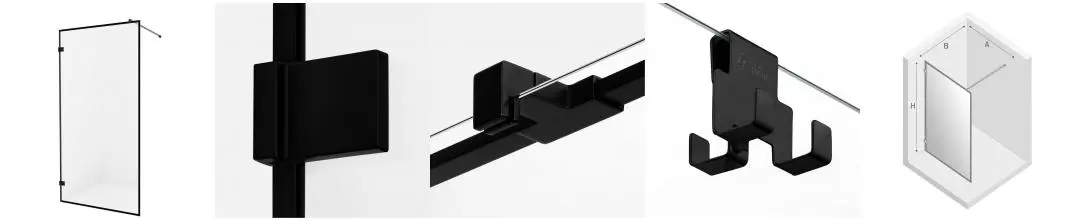 Душевая перегородка «New Trendy» Avexa Black Walk-in 100/200 прозрачная/чёрная матовая универсальная Душевая перегородка «New Trendy» Avexa Black Walk-in 100/200 прозрачная/чёрная матовая универсальная