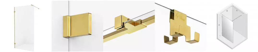 Душевая перегородка «New Trendy» Avexa Gold Brushed Walk-in 100/200 прозрачная/брашированное золото универсальная