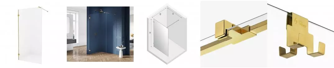 Душевая перегородка «New Trendy» Avexa Gold Brushed Walk-in 160/200 прозрачная/брашированное золото универсальная