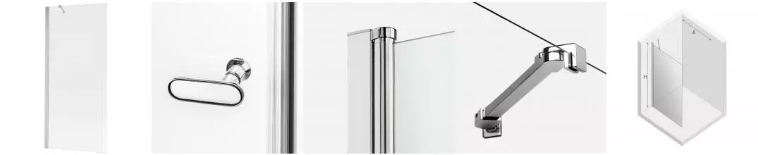 Душевая перегородка «New Trendy» New Soleo Chrome Walk-in 100/195 прозрачная/хром универсальная Душевая перегородка «New Trendy» New Soleo Chrome Walk-in 100/195 прозрачная/хром универсальная