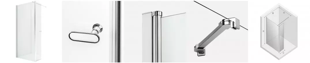 Душевая перегородка «New Trendy» New Soleo Chrome Walk-in 80/195 прозрачная/хром универсальная Душевая перегородка «New Trendy» New Soleo Chrome Walk-in 80/195 прозрачная/хром универсальная