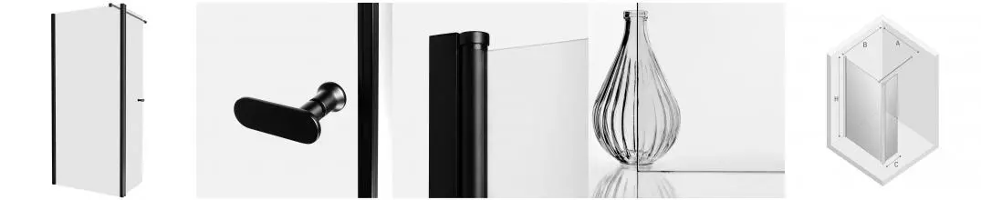 Душевая перегородка «New Trendy» New Soleo Black Walk-in 110/195 прозрачная/чёрная матовая универсальная