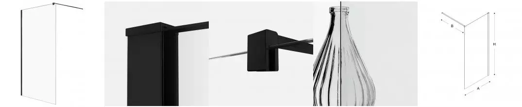 Душевая перегородка «New Trendy» Velio Black Walk-in 120/200 прозрачная/чёрная матовая универсальная