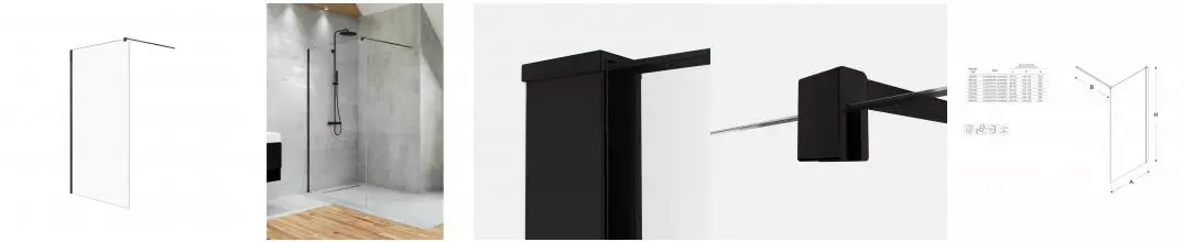 Душевая перегородка «New Trendy» Velio Black D-0141B 80/200 прозрачная/чёрная универсальная