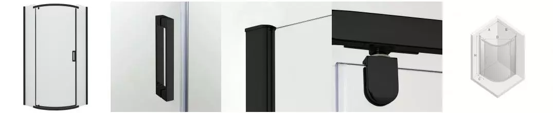 Душевой угол-ограждение «New Trendy» New Komfort Black 90/90 прозрачный/чёрный матовый четверть круга без поддона универсальный Душевой угол-ограждение «New Trendy» New Komfort Black 90/90 прозрачный/чёрный матовый четверть круга без поддона универсальный