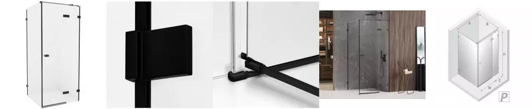 Душевой угол-ограждение «New Trendy» Avexa Black 110/120 прозрачный/чёрный матовый прямоугольный без поддона правый 