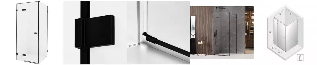 Душевой угол-ограждение «New Trendy» Avexa Black 120/110 прозрачный/чёрный матовый прямоугольный без поддона левый 