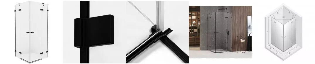 Душевой угол-ограждение «New Trendy» Avexa Black  80/90 прозрачный/чёрный матовый прямоугольный без поддона универсальный 