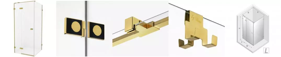 Душевой угол-ограждение «New Trendy» Avexa Gold Brushed 100/120 прозрачный/брашированное золото прямоугольный без поддона левый 