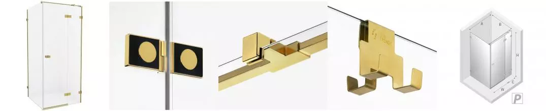 Душевой угол-ограждение «New Trendy» Avexa Gold Brushed 100/80 прозрачный/брашированное золото прямоугольный без поддона правый 