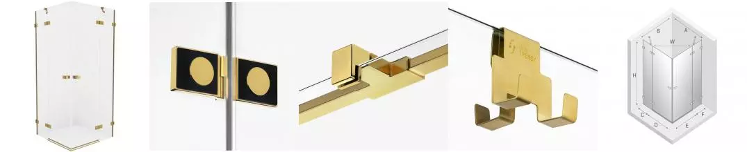 Душевой угол-ограждение «New Trendy» Avexa Gold Brushed 100/80 прозрачный/брашированное золото прямоугольный без поддона универсальный 