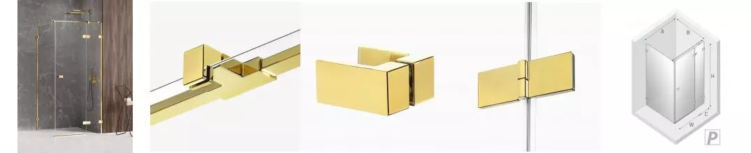 Душевой угол-ограждение «New Trendy» Avexa Gold Shine 110/90 прозрачный/золото прямоугольный без поддона правый 