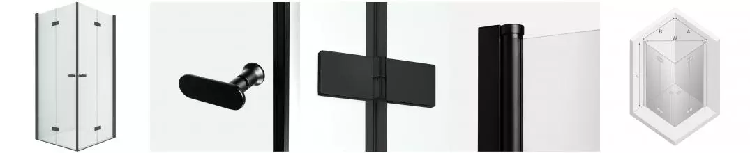 Душевой угол-ограждение «New Trendy» New Soleo 2D Black  100/80 прозрачный/чёрный матовый прямоугольный без поддона универсальный 